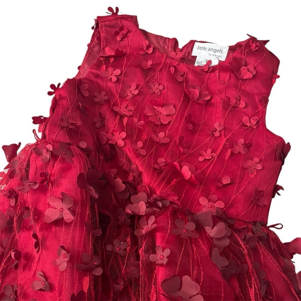 Us Angels Red Floral Kids Formal Dress - Picture 3 of 4